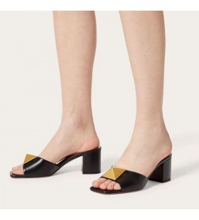 Valentino En Stud Tyk-Heeled Dias Kvinder Sort Kalveskind