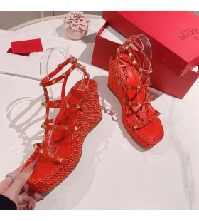 Valentino Rockstud Kiler Med Ankelrem Kvinder Kalveskind Rød