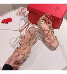Valentino Rockstud Kiler Med Ankelrem Kvinder Kalveskind Cherry