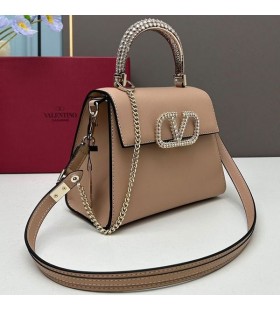 Valentino Kleine Vsling Handtas Met krokodillenleer en Jewel Borduurwerk In Kalfsleer Abrikoos