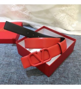 Valentino VLogo Allekirjoitus 40MM Vyö Logo Solki Vasikannahka Red