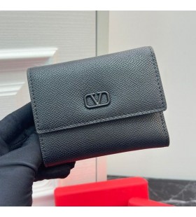 Valentino Pieni VLogo Allekirjoitus Trifold Lompakko Rakeinen Vasikannahka Musta