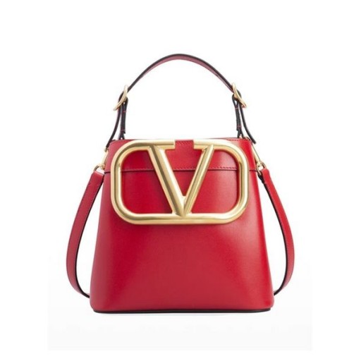 Valentino Petit Supervee Sac À Main En Cuir De Veau Rouge