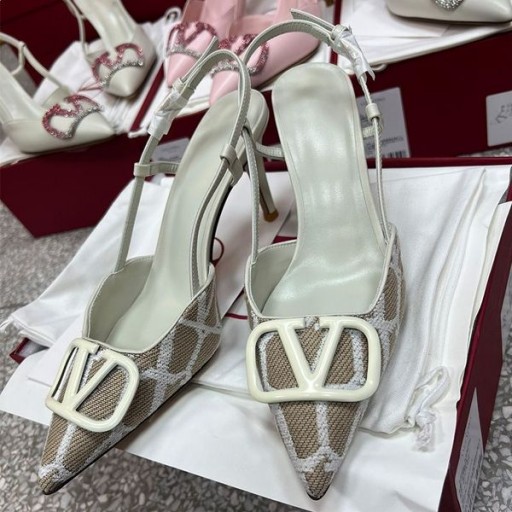 Valentino VLogo Signature Escarpins Femmes En Toile Iconographe Teal