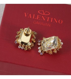 Valentino VLogo Signature Multi Pendentif Boucles d'oreilles En MÃ©tal Avec Cristaux et de Perles Blanc