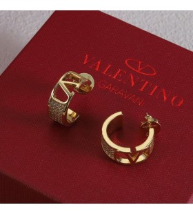 Valentino Petit VLogo Signature Boucles D'Oreilles En Métal Avec Cristaux Swarovski Or