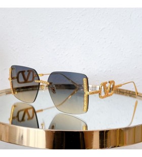 Valentino VA5033 Squared Lunettes de soleil de Cadre en Métal Avec Vlogo Cristaux d'Or/Brun