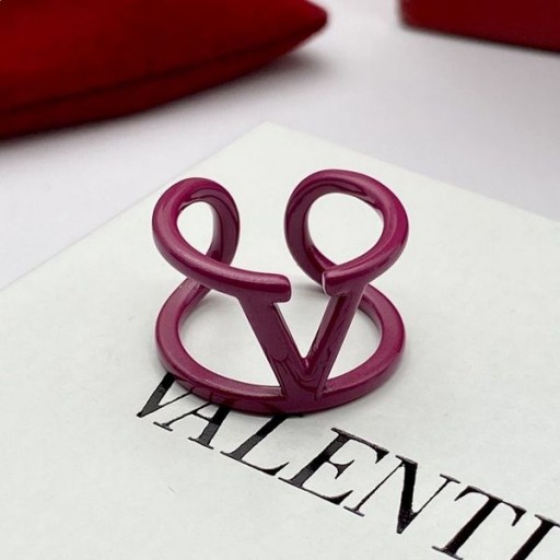 Valentino, VLogo Signatur Offenen Ring Aus Metall Lila