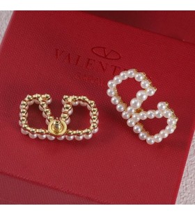 Valentino Mini-VLogo Unterschrift Stud Ohrringe Harz Perlen Mit Gold Metall