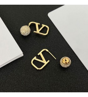 Valentino Mini-VLogo-Signatur-Ohrringe Aus Metall Mit Kristallen Ball Gold