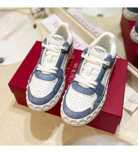 Valentino Freedots Low-Top Sneaker Unisex-Kalbsleder Und Denim Blue