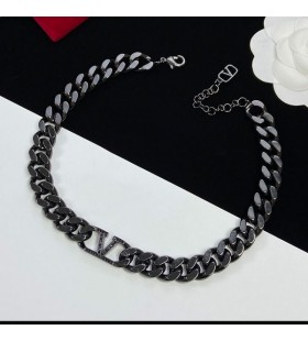 Valentino, VLogo Kette Choker Metall Mit Kristallen Schwarz