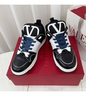 Valentino Ã–ffnen Skate-Sneaker Mit VLogo Unisex-Kalbsleder und Stoff-Schwarz/Blau
