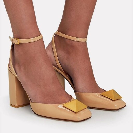 Valentino Ένα Στήριγμα Γόβες Με Λουράκι Στον Αστράγαλο Γυναικών Δέρματος Διπλωμάτων Ευρεσιτεχνίας Βερίκοκο