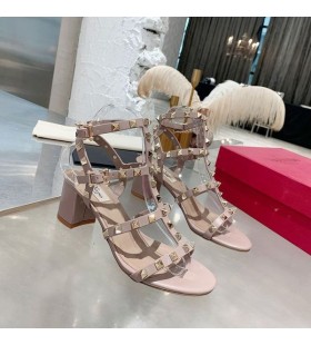 Valentino Rockstud Σανδάλια Με Λουράκι Στον Αστράγαλο Γυναικών Taupe Δέρμα Μοσχαριού